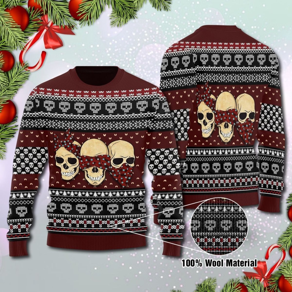 Three Skulls Ugly Sweater - TG0921TA