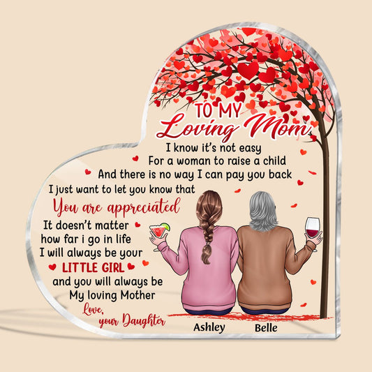 To My Loving Mom - Personalized Heart Plaque - Best Gift For Mother