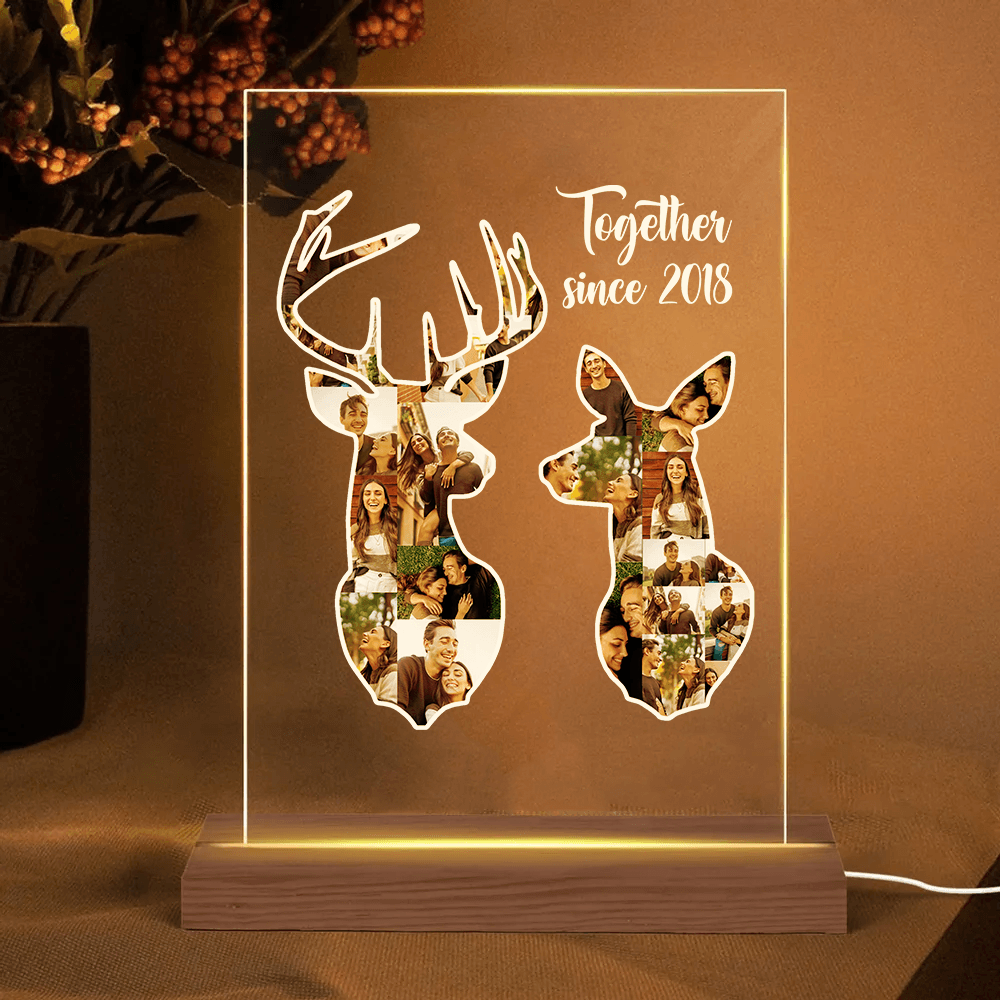 Together Since Buck & Doe Couple Photo - Personalized Acrylic LED Lamp- Best Gift For Couple