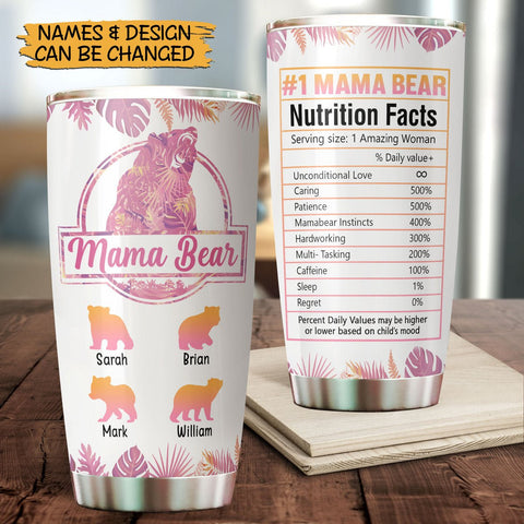 Tropical Mama Bear - Personalized Tumbler - Best Gift For Mother