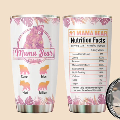 Tropical Mama Bear - Personalized Tumbler - Best Gift For Mother