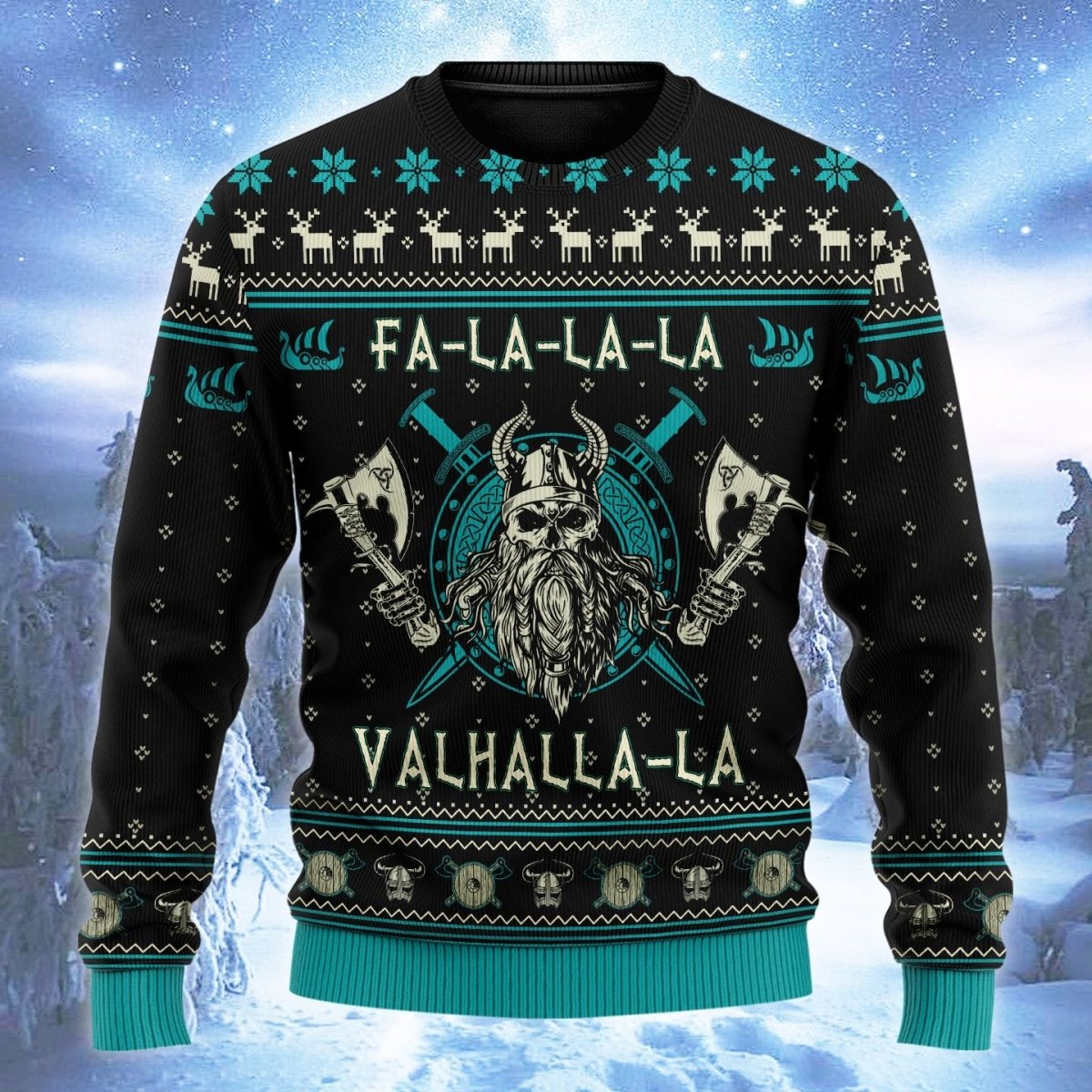 Viking Fa La La Teal Christmas Ugly Sweater - TG0921HN