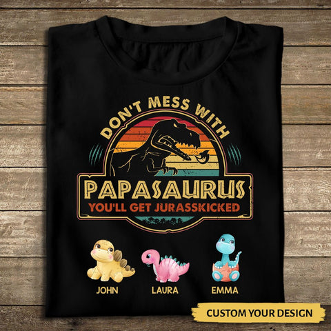 Vintage Papasaurus (Version 2) - Personalized T-Shirt/ Hoodie - Best Gift For Father