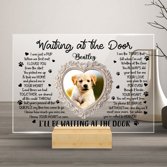 Waiting At The Door Heart Frame - Dog Memorial Acrylic Plaque