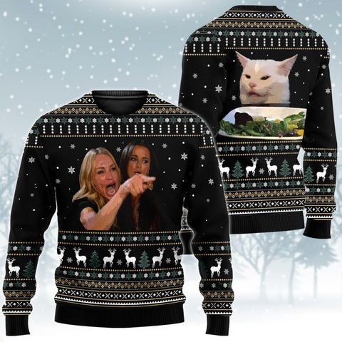Woman Yelling At Cat Ugly Sweater - TG1121HN
