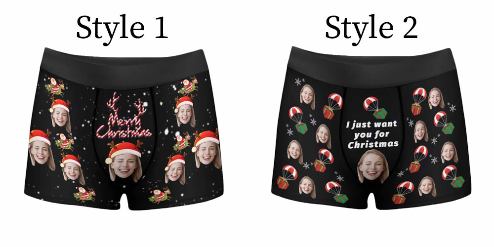 Custom Boxer Briefs with Face for Christmas, Personalized Photo