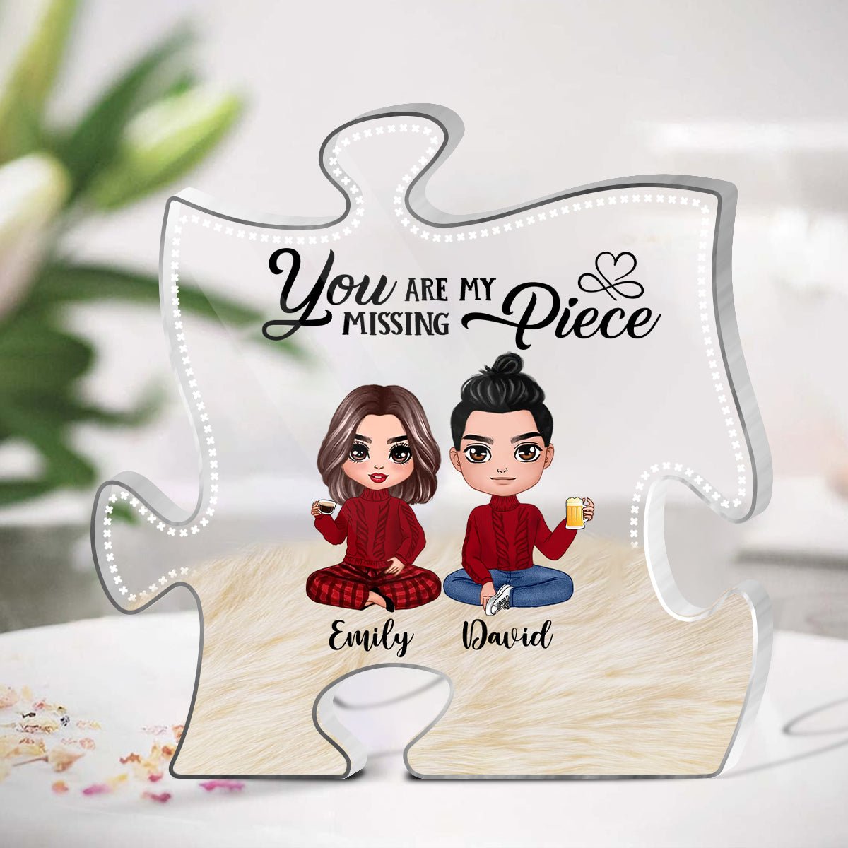 You Are My Missing Piece Doll Couple 01 - Personalized Puzzle Plaque