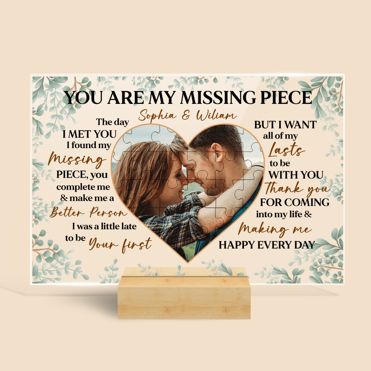 You Are My Missing Piece Love - Personalized Acrylic Plaque - Couple Gift
