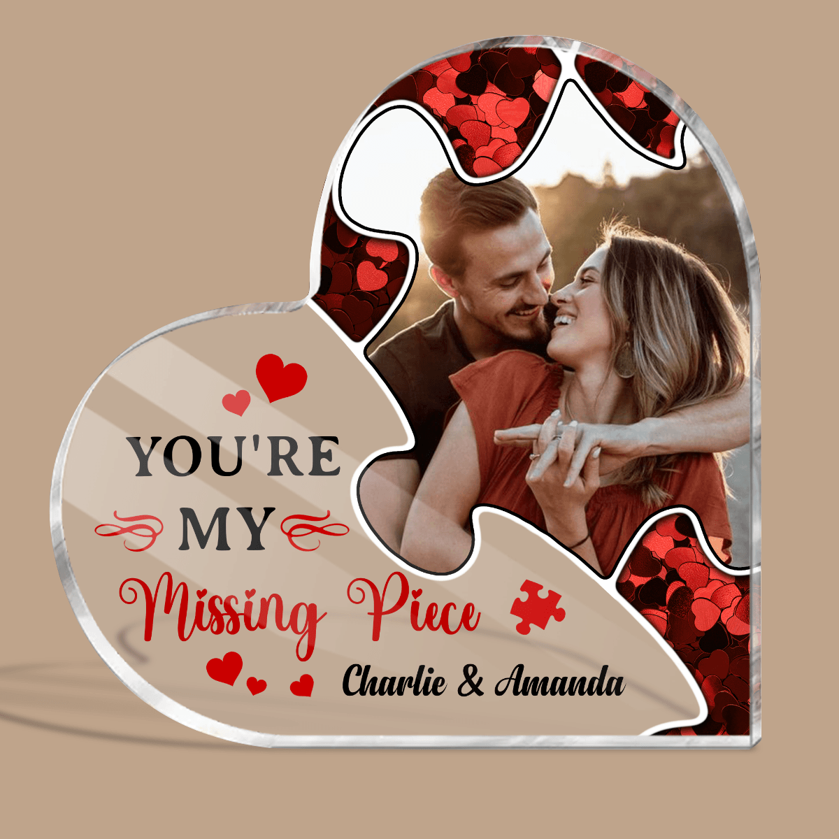 You Are My Missing Piece - Personalized Puzzle Heart Plaque - Gift for Couple