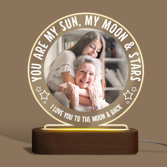 You Are My Sun My Moon & Stars Photo - Round Acrylic LED Lamp - Best Gift For Family