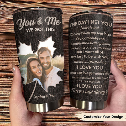 You & Me Leaf Photo Tumbler - Gift For Couple
